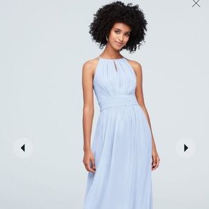 high neck chiffon bridesmaid dress with keyhole
STYLE# F19953